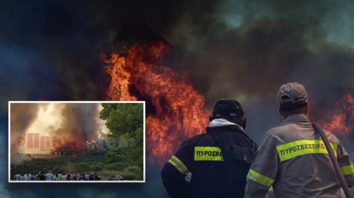 Μάχη με τις φλόγες στην Ηλεία (ΦΩΤΟ)