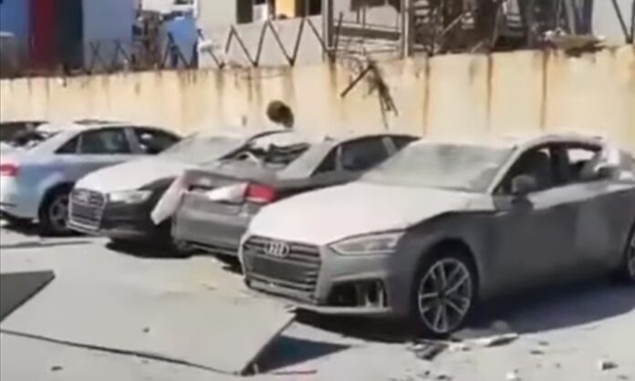 «Γυαλιά-καρφιά» δεκάδες Audi από την έκρηξη στη Βηρυτό (video)