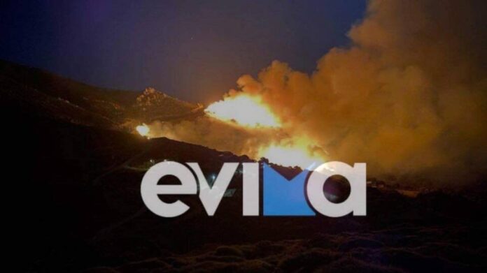 Φωτιά στο Μαρμάρι Ευβοίας – Ισχυροί άνεμοι στην περιοχή