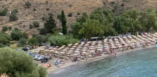Αίγινα: Επιχειρηματίας έβαλε 140 σετ ομπρελών σε παραλία, ενώ έχει άδεια για 24