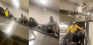 Άνδρες τσακώθηκαν στο μετρό της Νέας Υόρκης και πέφτουν από τις κυλιόμενες σκάλες