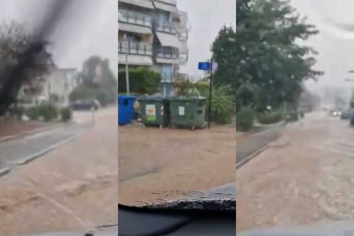 Θεσσαλονίκη: Ποτάμια οι δρόμοι από την καταιγίδα (video)