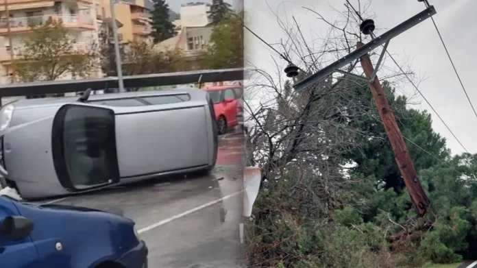 Κακοκαιρία: Αναποδογύρισαν αυτοκίνητα στην Ξάνθη – Ανεμοστρόβιλος στην Ολυμπιάδα Χαλκιδικής