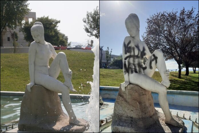 Θεσσαλονίκη: Άγνωστοι βανδάλισαν άγαλμα στη Νέα Παραλία – Δείτε φωτογραφία