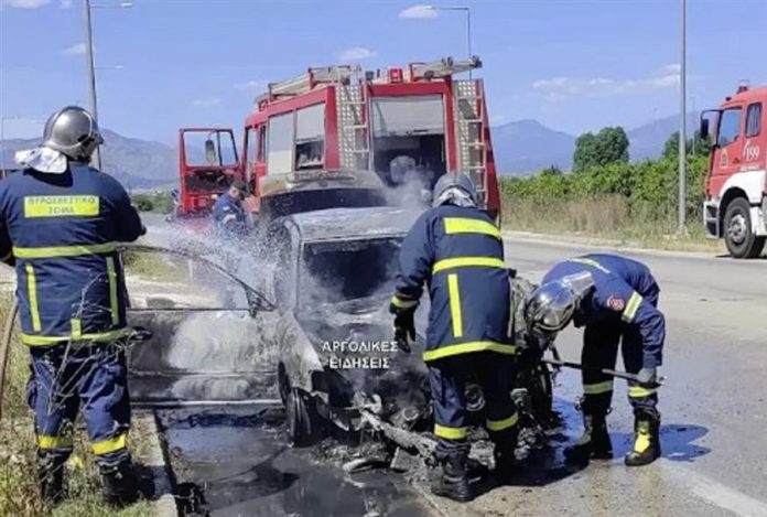 Αργολίδα: Αυτοκίνητο τυλίχθηκε στις φλόγες – Πρόλαβε και το εγκατέλειψε ο οδηγός