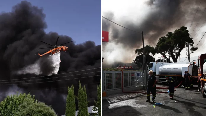 Κηφισιά: Υπό μερικό έλεγχο η φωτιά που ξέσπασε μετά από έκρηξη σε εργοστάσιο- Προειδοποίηση από το 112 για τους καπνούς – (VIDEO)