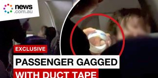 Μαινόμενη γυναίκα φιμώνεται με… μονωτική ταινία κατά τη διάρκεια πτήσης (βίντεο)
