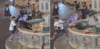 Βίντεο ντροπής από την Ρόδο: Έριξαν άστεγο μέσα σε συντριβάνι για να κάνουν πλάκα