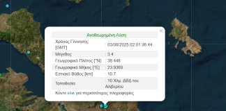 Σεισμός 3,4 Ρίχτερ στην Εύβοια – Αισθητός και στην Αττική