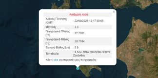 Σεισμός 3,3 Ρίχτερ στη Ζάκυνθο