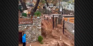 Σοβαρά προβλήματα στη Θάσο από την κακοκαιρία Adel: Πλημμύρες, καθιζήσεις και αυτοκίνητα παρασυρμένα από τα νερά