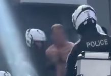 Ηράκλειο: Συνελήφθη ημίγυμνος άνδρας που προκάλεσε ζημιές σε σούπερ μάρκετ, βιτρίνες και αυτοκίνητα