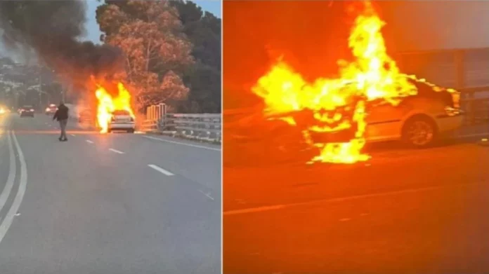 Αυτοκίνητο τυλίχτηκε στις φλόγες στην παραλιακή λεωφόρο Αθηνών – Σουνίου, δείτε φωτογραφίες