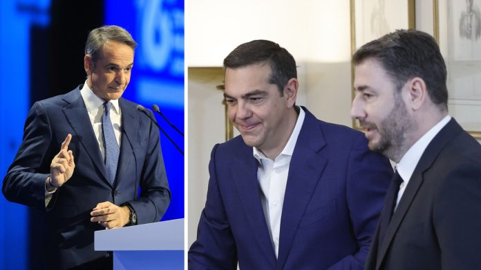 Συνέδριο ΝΔ: Πώς… στόλισε Ανδρουλάκη και Τσίπρα ο Μητσοτάκης