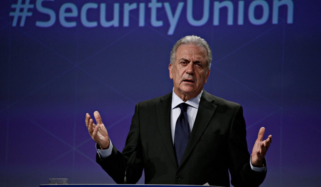 European,Commissioner,For,Migration,And,Home,Affairs,Dimitris,Avramopoulos,Gives