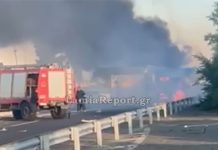 Ανατροπή φορτηγού στο ύψος του Βελεστίνου – Έκλεισε η εθνική οδός