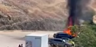 Αναστάτωση στη Μονή του Μεγάλου Μετεώρου: Αυτοκίνητο τυλίχτηκε στις φλόγες στο πάρκινγκ – Δείτε βίντεο