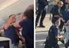 Η στιγμή που εξαγριωμένος επιβάτης συγκρατείται από γενναία αεροσυνοδό πριν επιτεθεί σε συνεπιβάτες