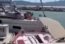 Η στιγμή που το ιστιοφόρο προσκρούει σε ελλιμενισμένα σκάφη στο λιμάνι του Καλάμου στη Λευκάδα – (VIDEO)