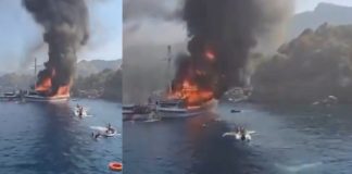 Τουρκία: Κάηκε ολοσχερώς τουριστικό σκάφος στα ανοιχτά της Φέτιγιε – (ΦΩΤΟ)