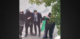 Ακροαριστερός βουλευτής στη Γαλλία φωτογραφίζεται με μασκοφόρους διαδηλωτές και την παλαιστινιακή σημαία, βίντεο