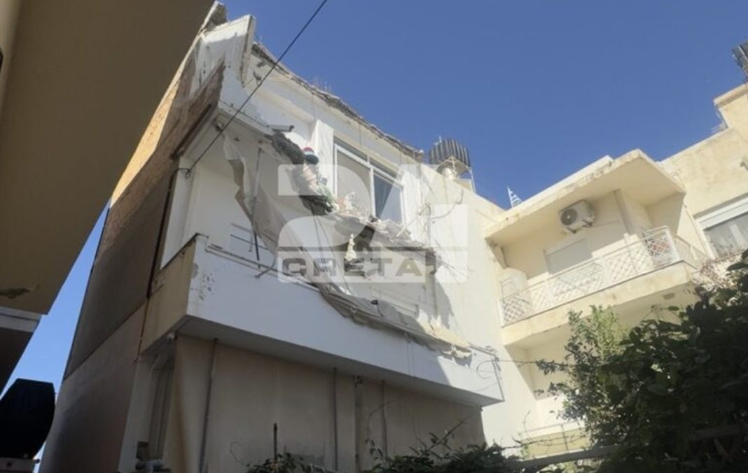Ηράκλειο: Κατέρρευσε τμήμα πολυκατοικίας – (ΦΩΤΟ)
