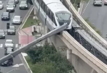 Παραλίγο τραγωδία στο Σάο Πάολο: Συρμός του μετρό προσέκρουσε σε γερανό που έπεσε ελάχιστα πριν στις γραμμές